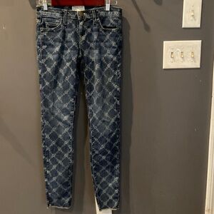 Current Elliott indigo rose lattice rolled skinny jeans size 25 great condition